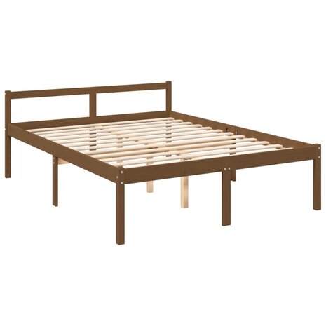 Seniorenbed met hoofdbord massief hout honingbruin 9