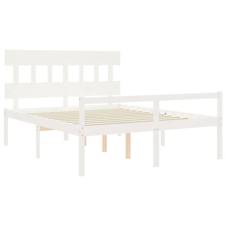 Seniorenbed met hoofdbord massief hout wit 5