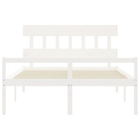 Seniorenbed met hoofdbord massief hout wit 6