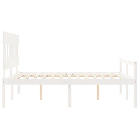 Seniorenbed met hoofdbord massief hout wit 7