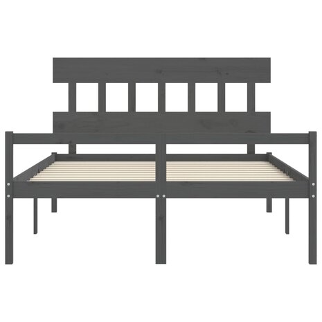 Seniorenbed met hoofdbord massief hout grijs 6