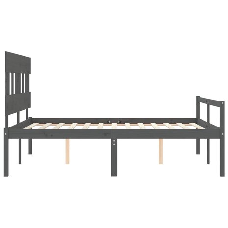 Seniorenbed met hoofdbord massief hout grijs 7