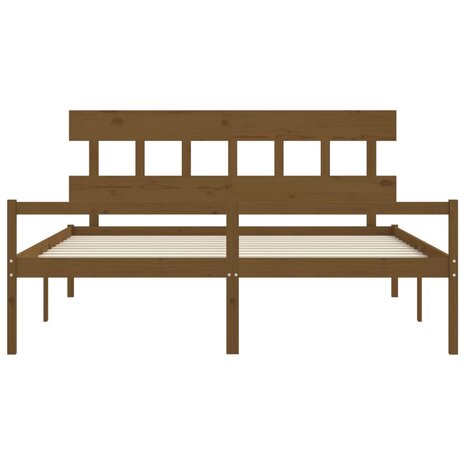 Seniorenbed met hoofdbord massief hout honingbruin 200x200 cm 6