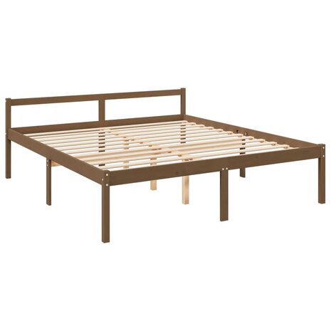 Seniorenbed met hoofdbord massief hout honingbruin 200x200 cm 9