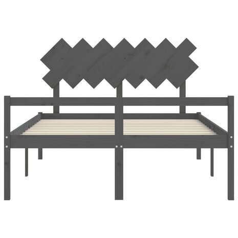 Seniorenbed met hoofdbord massief hout grijs 6