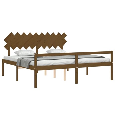 Seniorenbed met hoofdbord massief hout honingbruin 200x200 cm 4