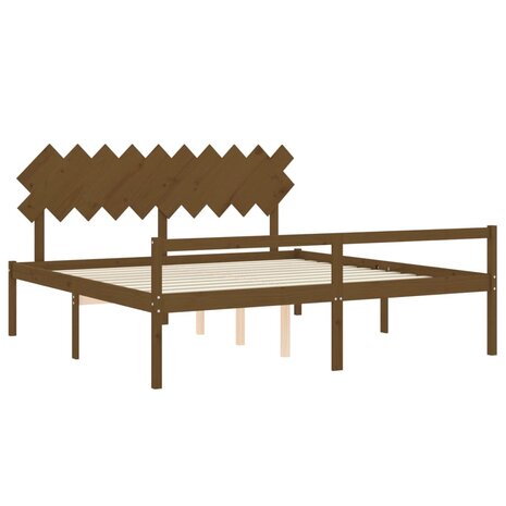 Seniorenbed met hoofdbord massief hout honingbruin 200x200 cm 5