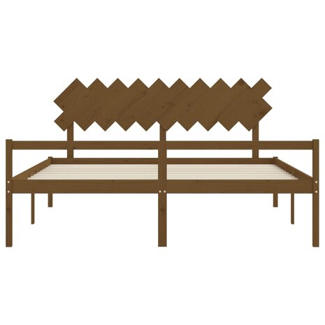 Seniorenbed met hoofdbord massief hout honingbruin 200x200 cm 6