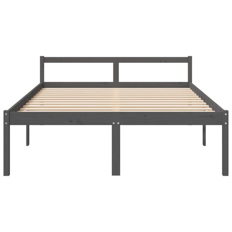Seniorenbed massief grenenhout grijs 150x200 cm 4
