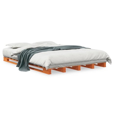 Palletbed massief grenenhout wasbruin 140x200 cm 2