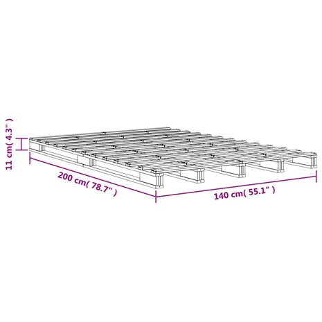 Palletbed massief grenenhout wasbruin 140x200 cm 9