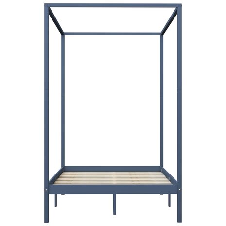 Hemelbedframe massief grenenhout grijs 120x200 cm 3