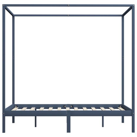 Hemelbedframe massief grenenhout grijs 120x200 cm 4