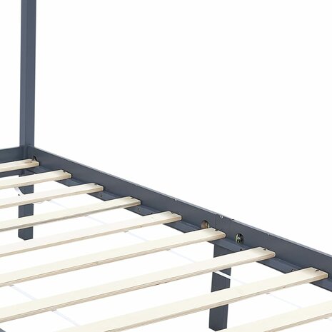 Hemelbedframe massief grenenhout grijs 120x200 cm 5