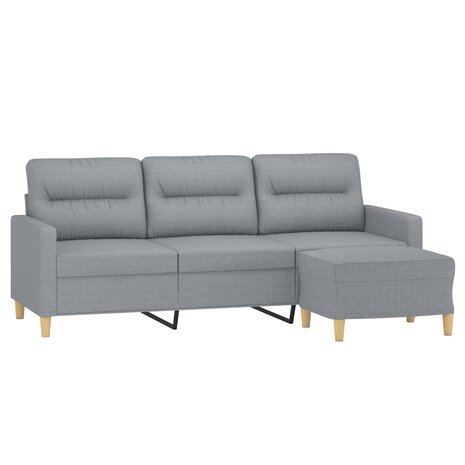 Driezitsbank met voetenbank 180 cm stof lichtgrijs 3
