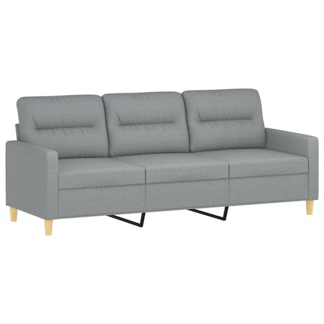 Driezitsbank met voetenbank 180 cm stof lichtgrijs 4