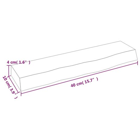 Wandschap 40x10x4 cm behandeld massief eikenhout donkerbruin 7