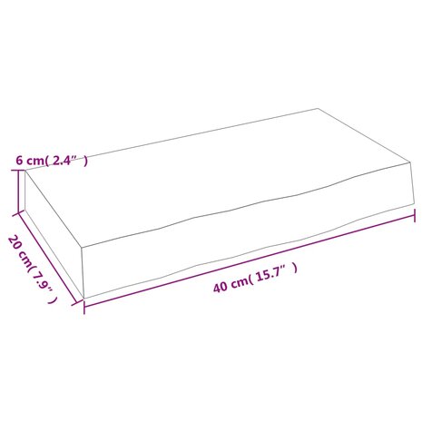 Wandschap 40x20x6 cm behandeld massief eikenhout donkerbruin 7