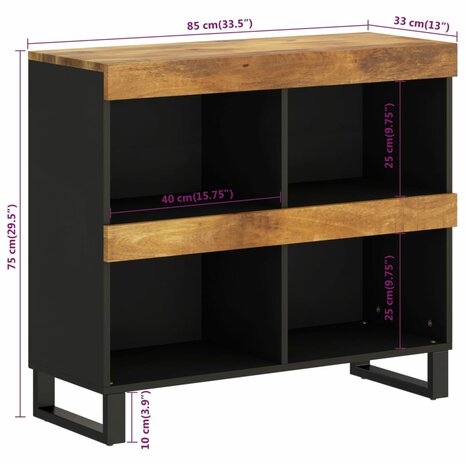 Bijzetkast 85x33x75 cm massief mangohout 9