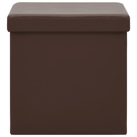 Opbergkrukken inklapbaar 2 st PVC bruin 4