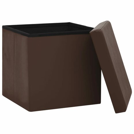 Opbergkrukken inklapbaar 2 st PVC bruin 5