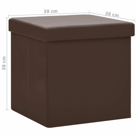 Opbergkrukken inklapbaar 2 st PVC bruin 9