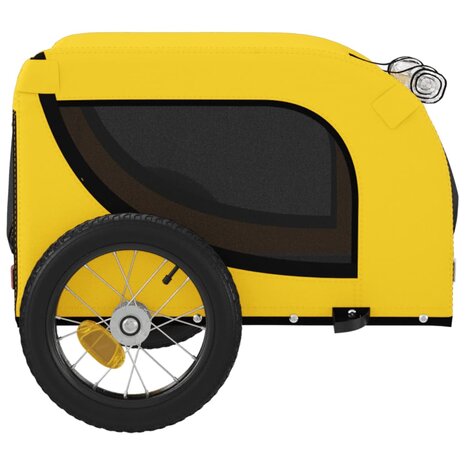 Hondenfietstrailer oxford stof en ijzer geel en zwart 6