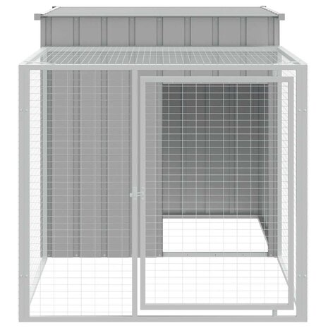Kippenhok met ren 110x201x110 cm gegalvaniseerd staal grijs 3