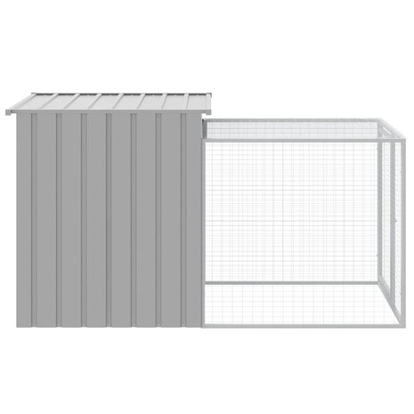 Kippenhok met ren 110x201x110 cm gegalvaniseerd staal grijs 4
