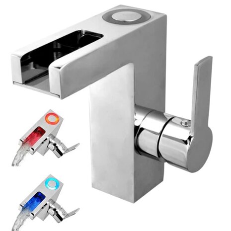 SCHÜTTE LED-wastafelmengkraan met watervaluitloop ORINOCO chroom 1