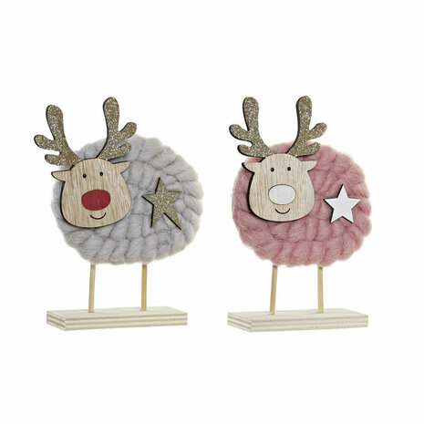 Kerstversiering DKD Home Decor Polyester Hout (2 pcs) (10 x 4 x 16 cm) 1