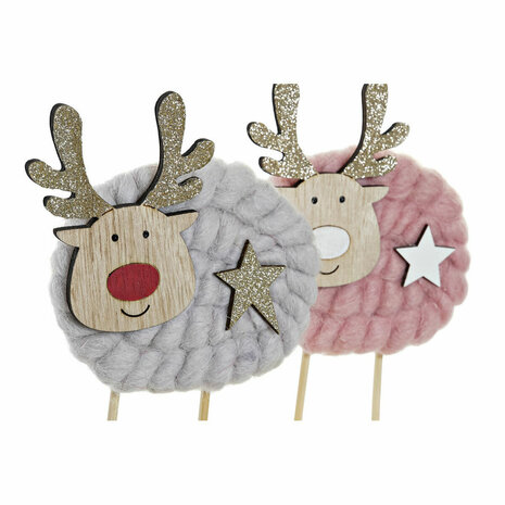 Kerstversiering DKD Home Decor Polyester Hout (2 pcs) (10 x 4 x 16 cm) 3