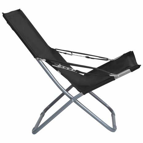 Strandstoelen 2 st inklapbaar stof zwart 4