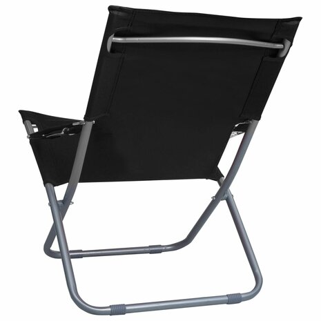 Strandstoelen 2 st inklapbaar stof zwart 5