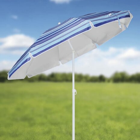 HI Strandparasol 200 cm gestreept blauw 2