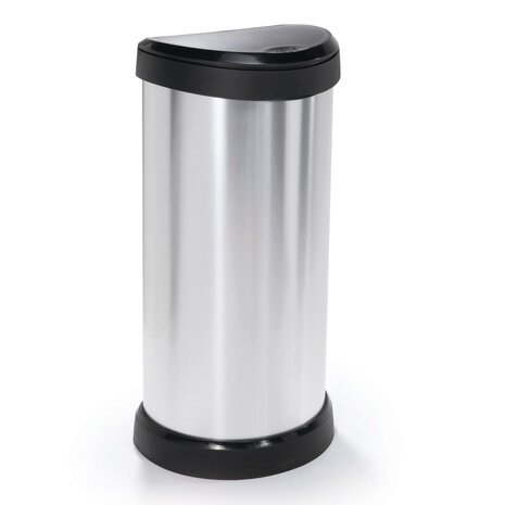 Curver Pedaalemmer Deco ovaal 40 L zilverkleurig 2
