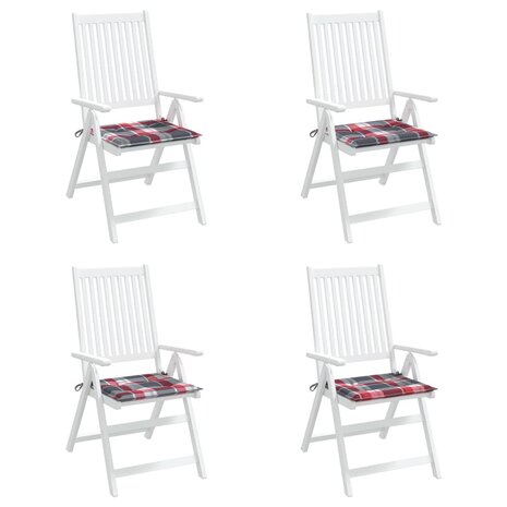 Tuinstoelkussens 4 st 50x50x3 cm oxford stof ruitpatroon rood 4
