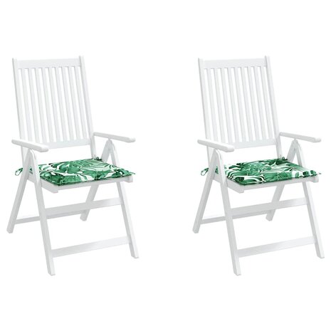 Stoelkussens 2 st bladpatroon 50x50x3 cm stof 4