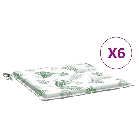 Stoelkussens 6 st bladpatroon 50x50x3 cm stof 2