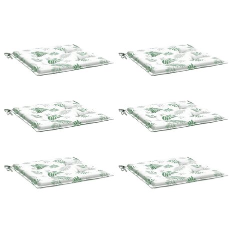 Stoelkussens 6 st bladpatroon 50x50x3 cm stof 3