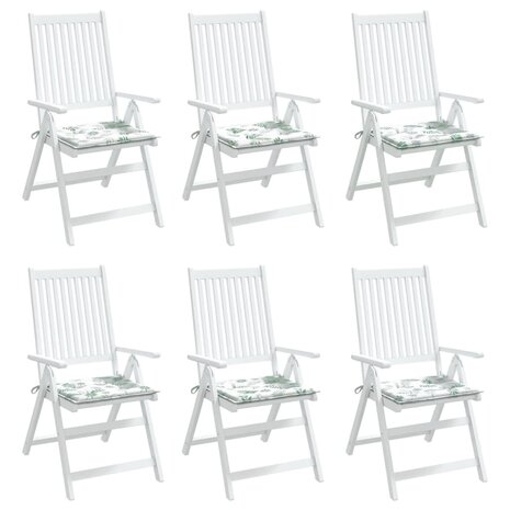 Stoelkussens 6 st bladpatroon 50x50x3 cm stof 4