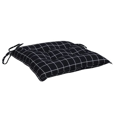 Stoelkussens 2 st ruitpatroon 40x40x7 cm stof zwart 5