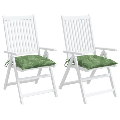 Stoelkussens 2 st bladpatroon 40x40x7 cm stof 4