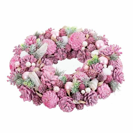 Kerstkroon Roze Multicolour Plastic Foam 34 x 34 x 8,5 cm 2