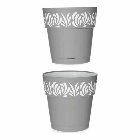 Zelfwaterende bloempot Stefanplast Gaia Grijs Wit Plastic 25 x 25 x 25	 cm 2