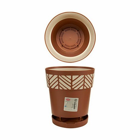 Zelfwaterende bloempot Stefanplast Orfeo Terra cotta Plastic 19 x 19 x 19 cm (12 Stuks) 3