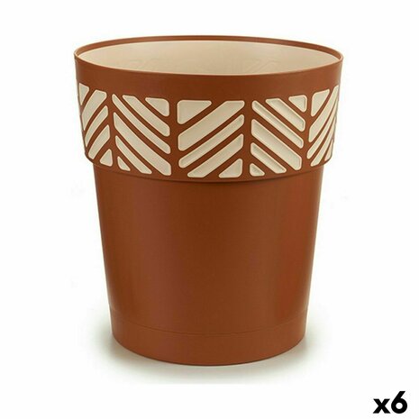 Zelfwaterende bloempot Stefanplast Orfeo Terra cotta Plastic 29 x 29 x 29 cm (6 Stuks) 1
