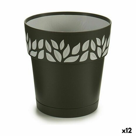 Zelfwaterende bloempot Stefanplast Cloe Antraciet Plastic 15 x 15 x 15 cm (12 Stuks) 1