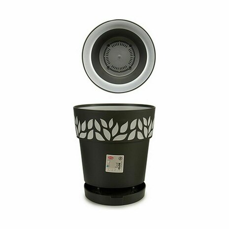 Zelfwaterende bloempot Stefanplast Cloe Antraciet Plastic 25 x 25 x 25 cm (6 Stuks) 3