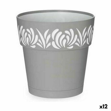 Zelfwaterende bloempot Stefanplast Gaia Grijs Plastic 19 x 19 x 19 cm (12 Stuks) 1